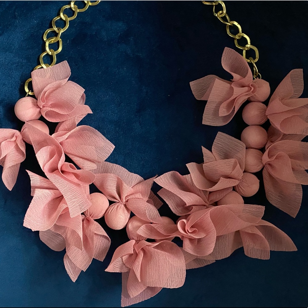 Blush pink floral statement necklace